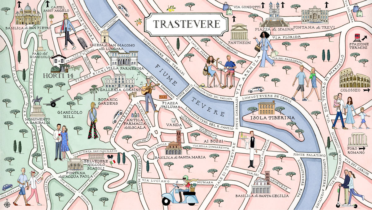 Trastevere – Horti 14 inside Map of Trastevere Rome Italy