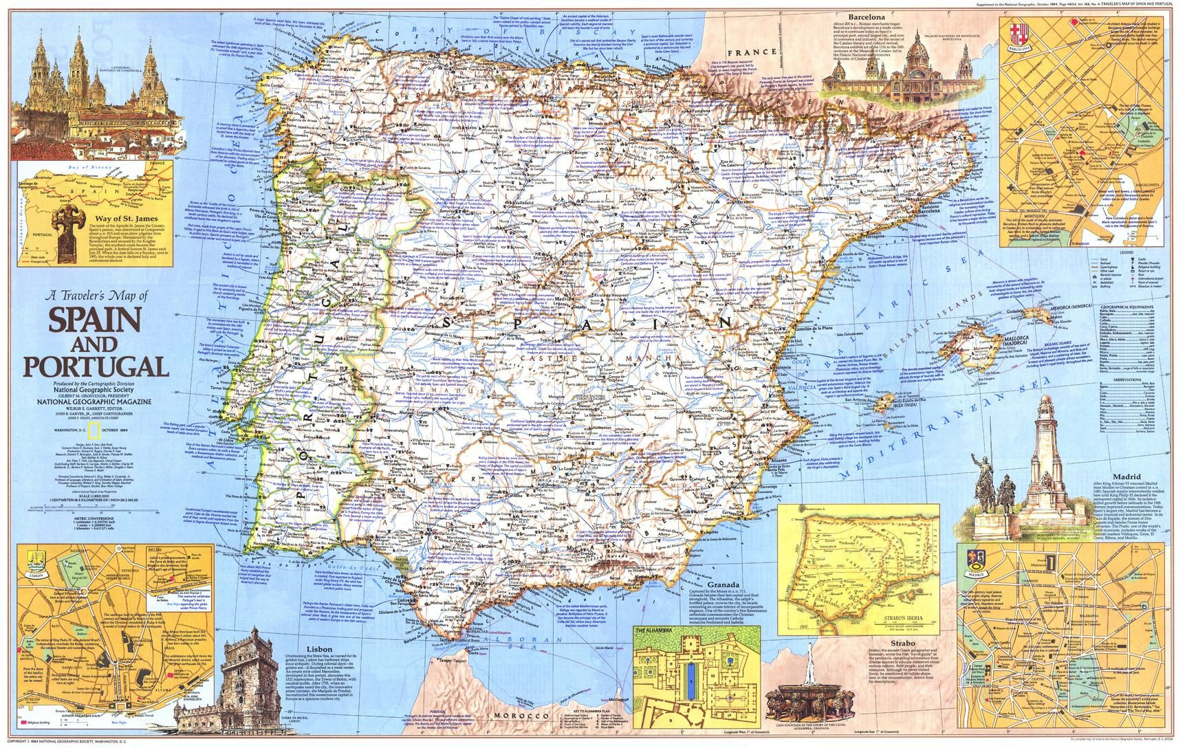 Travelers Map Of Spain And Portugal - Published 1984 Map pertaining to Map of Spain and Portugal