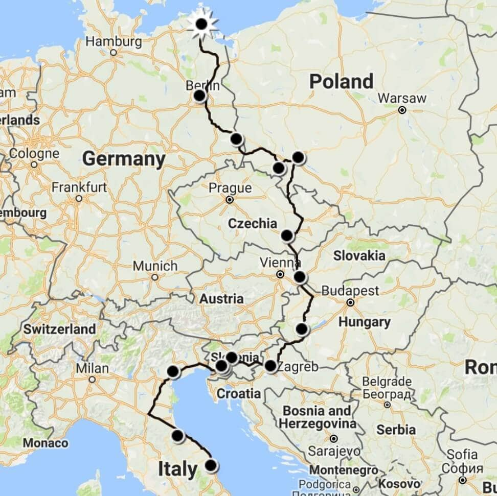 Travelkiwis Road Trip 10 Countries 10 Nights Germany To Italy regarding Map of Germany and Italy