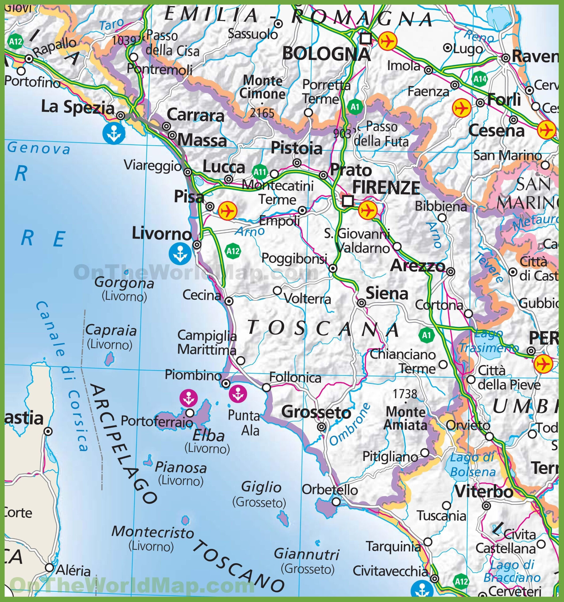 Tuscany - Italy within Map of Tuscany Italy with Towns