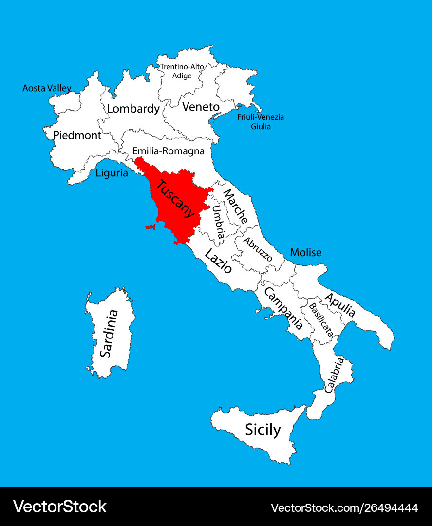 Tuscany Toscana Italy Province Map Silhouette Vector Image intended for Map Of Italy Tuscany Region