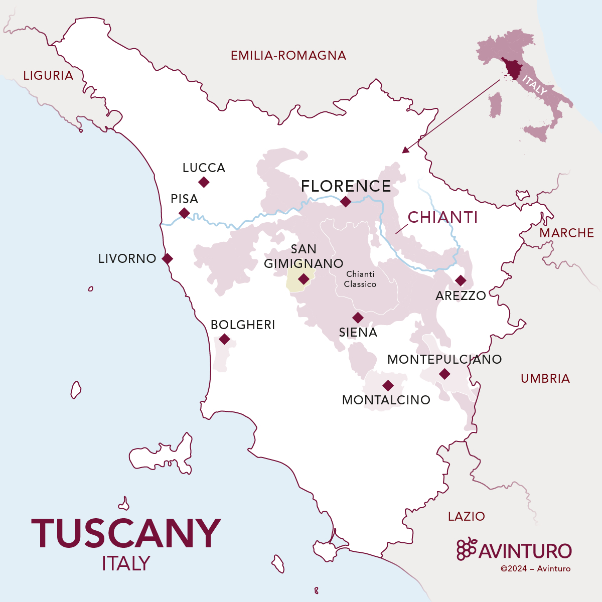 Tuscany Wine Map - Wine Regions &amp;amp; Vineyards In Tuscany Italy pertaining to Map Of Tuscany Italy Wine Regions