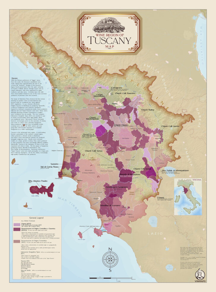 Map of Tuscany Region In Italy