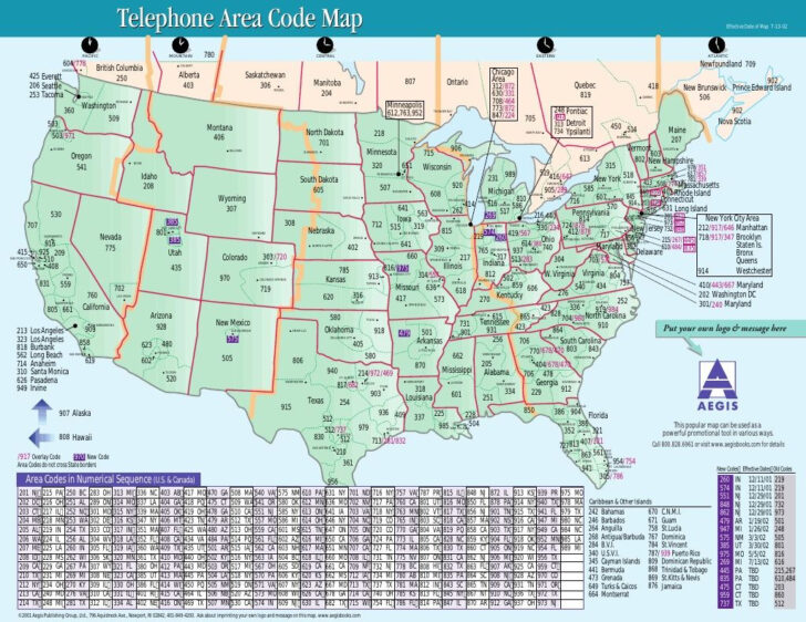 Area Code Map United States Printable