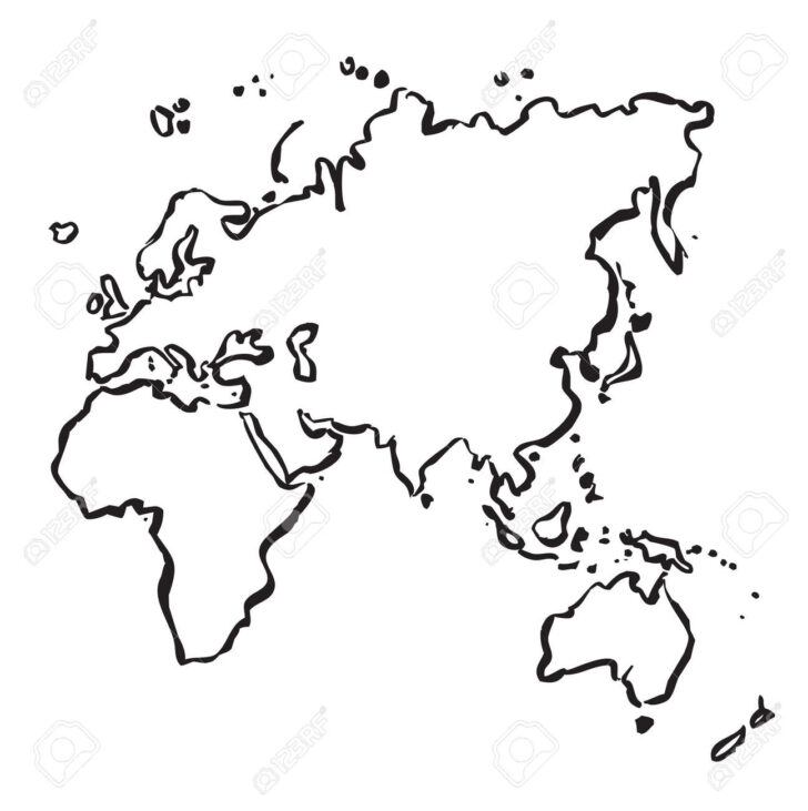 Blank Outline Map of Europe and Asia