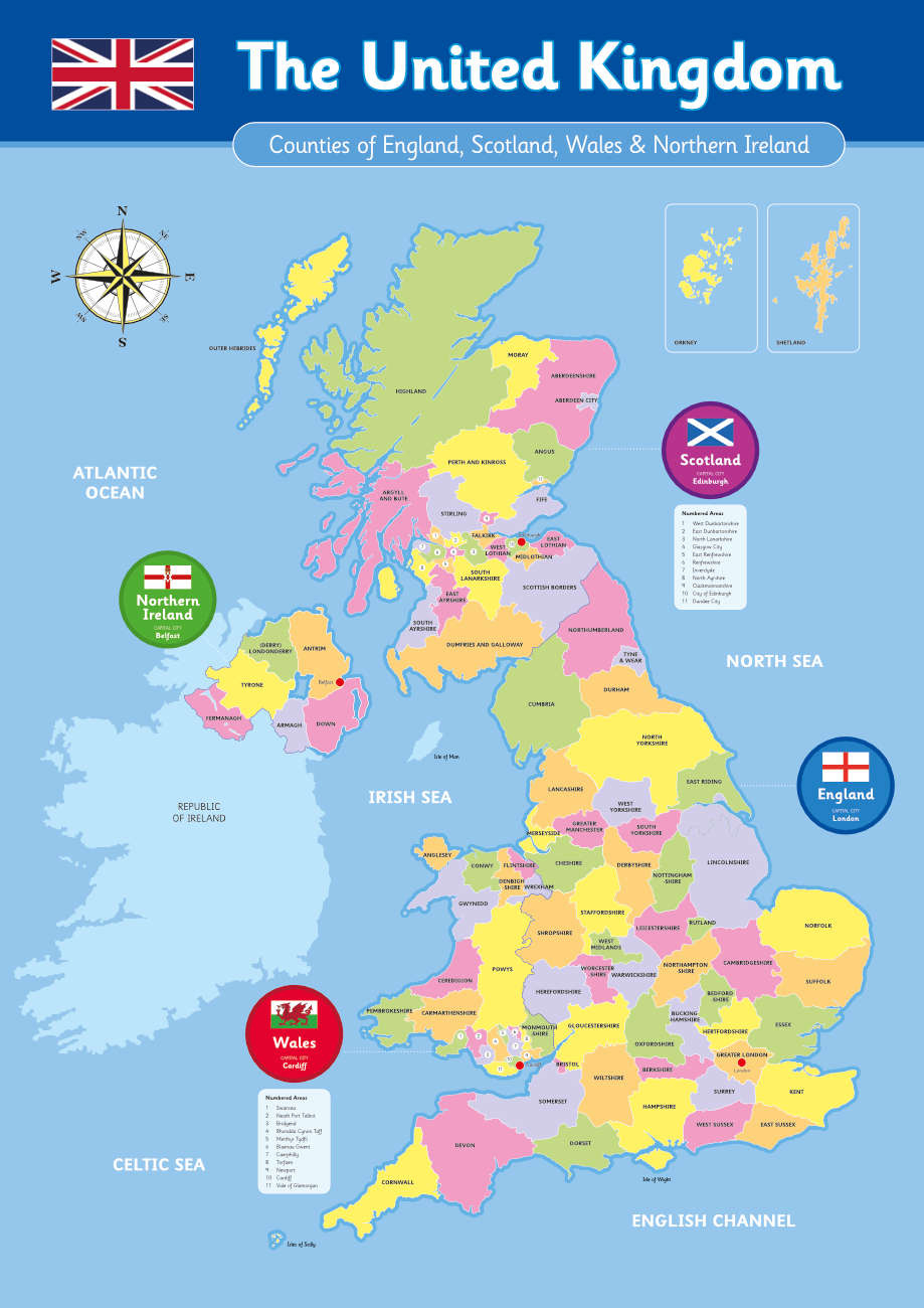 Uk Counties Map Formal - Geography Sign For Schools - Free P&amp;amp;P for Map Of England And Scotland Counties