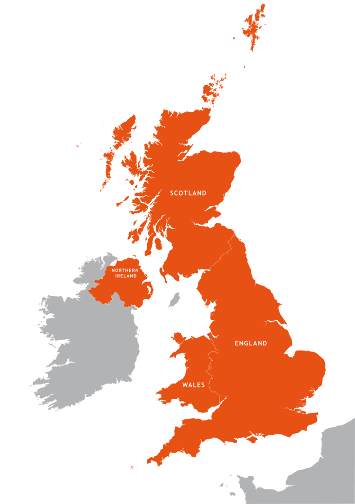 Outline Map of England and Scotland