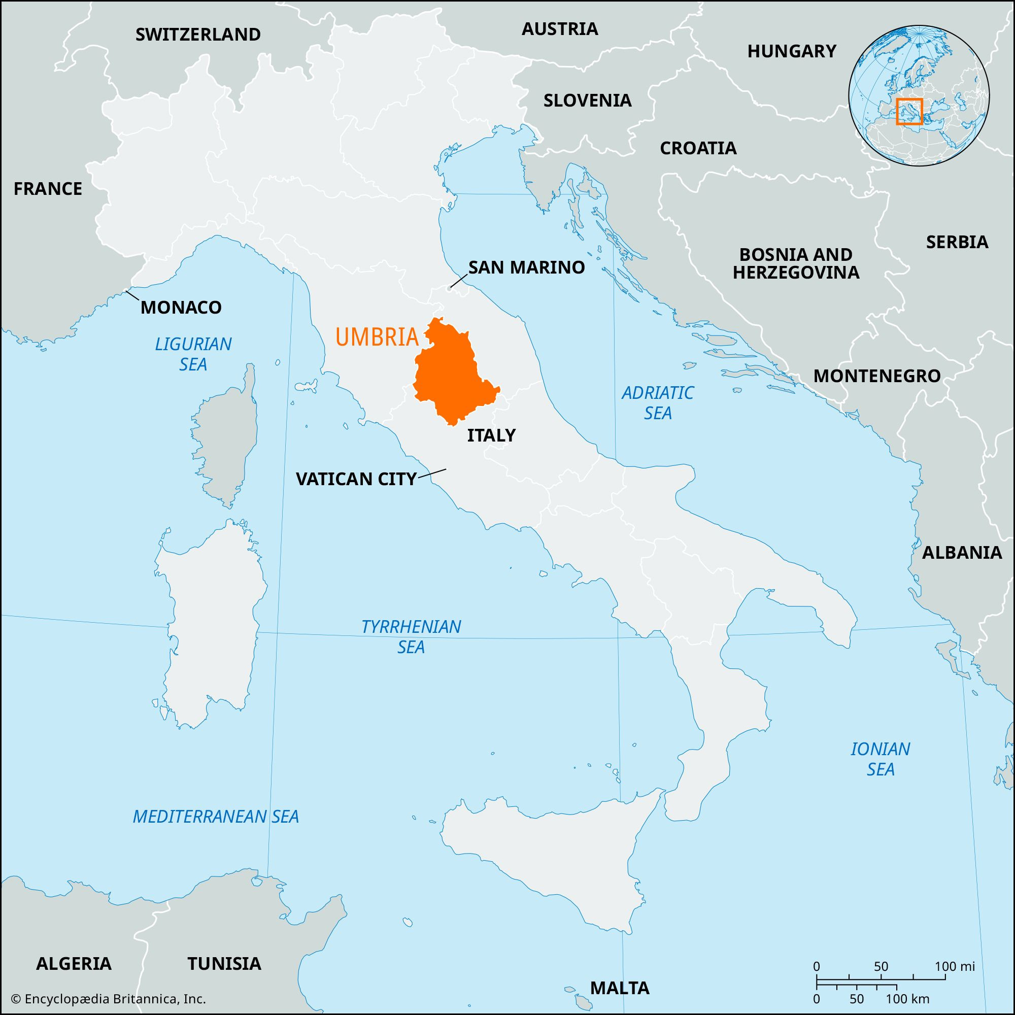 Umbria | Italy, Map, History, &amp;amp; Facts | Britannica throughout Assisi on Map of Italy