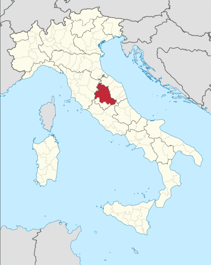 Assisi on Map of Italy