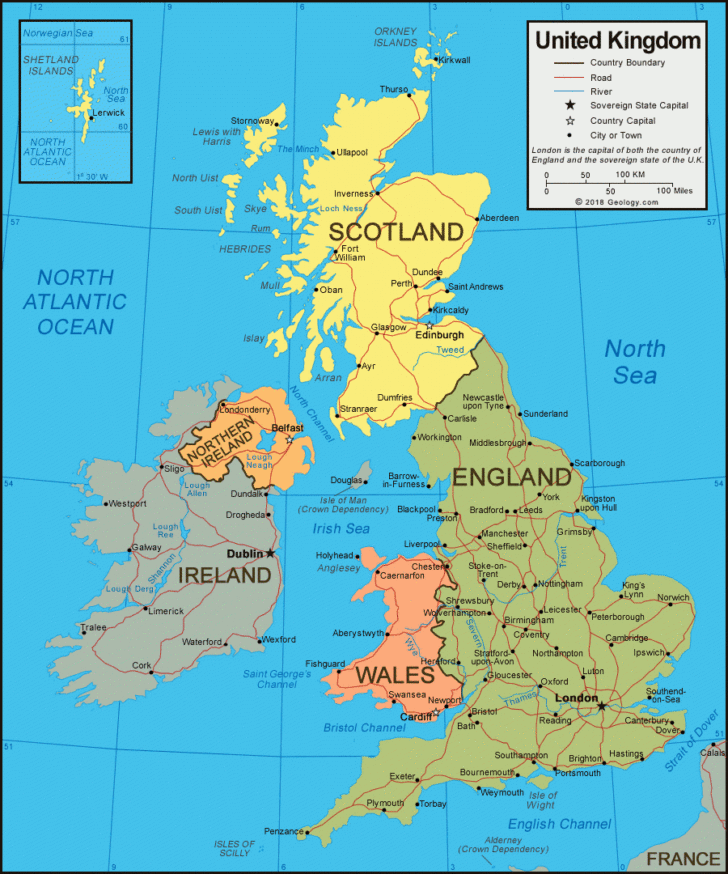 Map of England Without Wales and Scotland