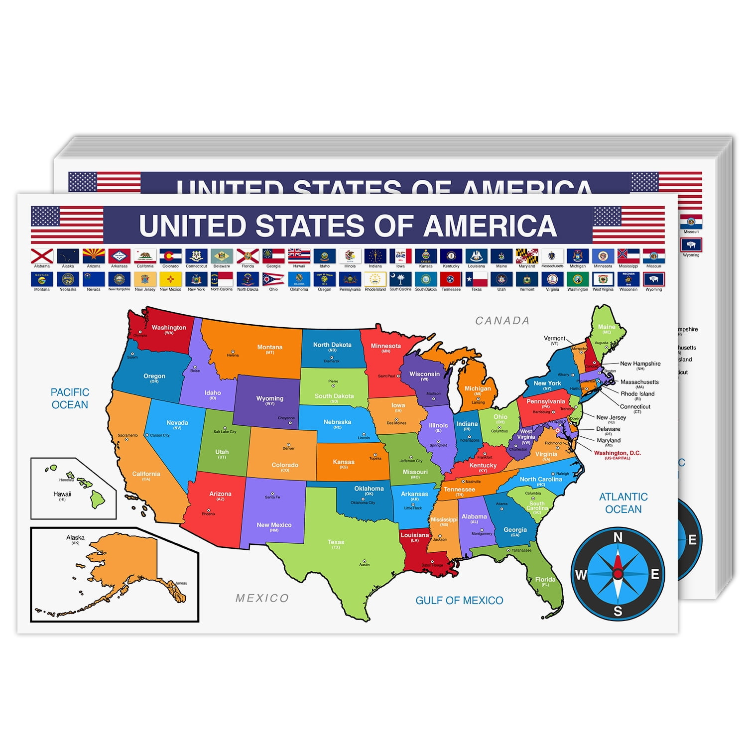 United States Educational Map With State Flags U.s. Geography Map intended for 8 1/2 X 11 Printable Map of United States