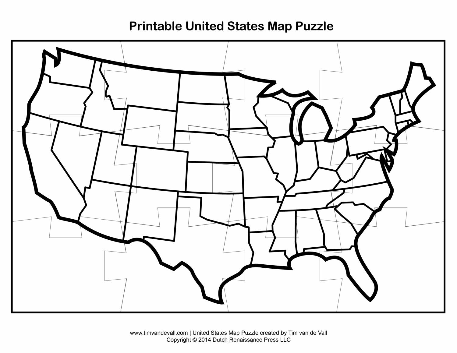 United-States-Map-Puzzle - Tim&amp;#039;S Printables for Map Of United States Outline Printable