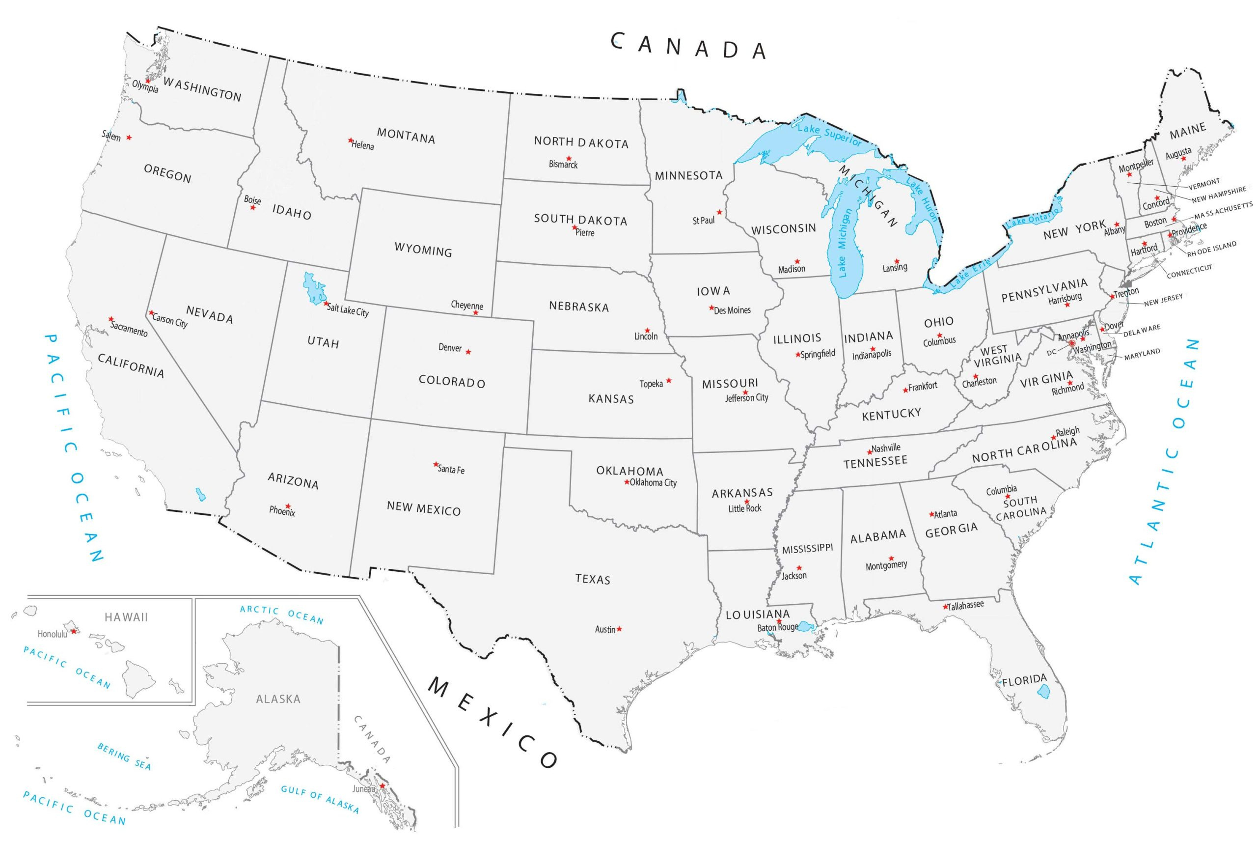 United States Map With Capitals - Gis Geography in Free Printable Map Of The United States With Capitals