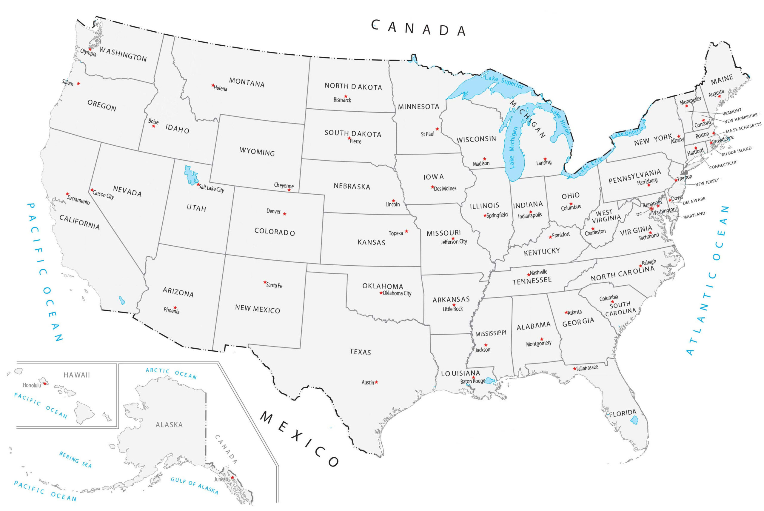 United States Map With Capitals - Gis Geography with Printable Map Of States And Capitals