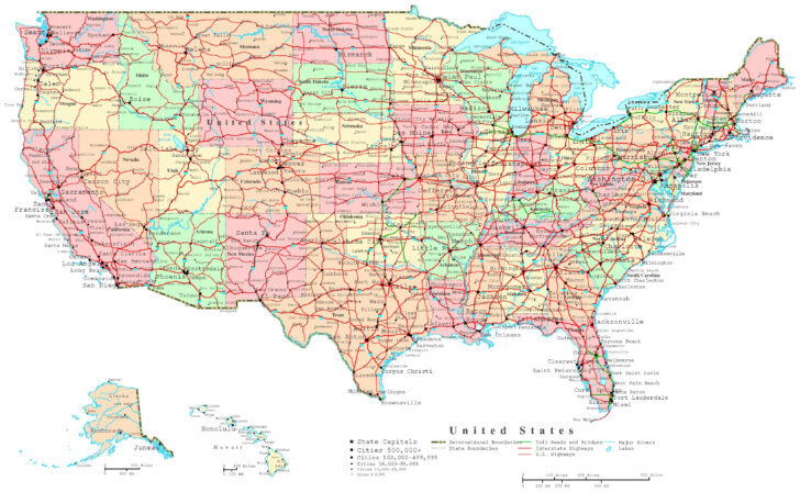 United States Map with States Printable