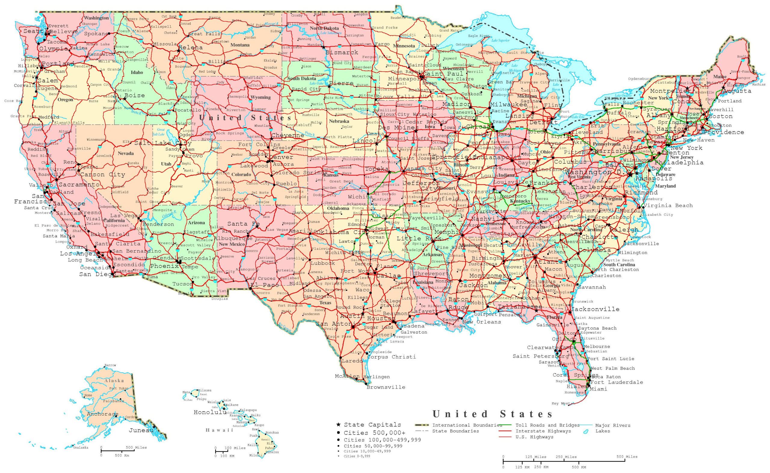 United States Printable Map in United States Map with States Printable