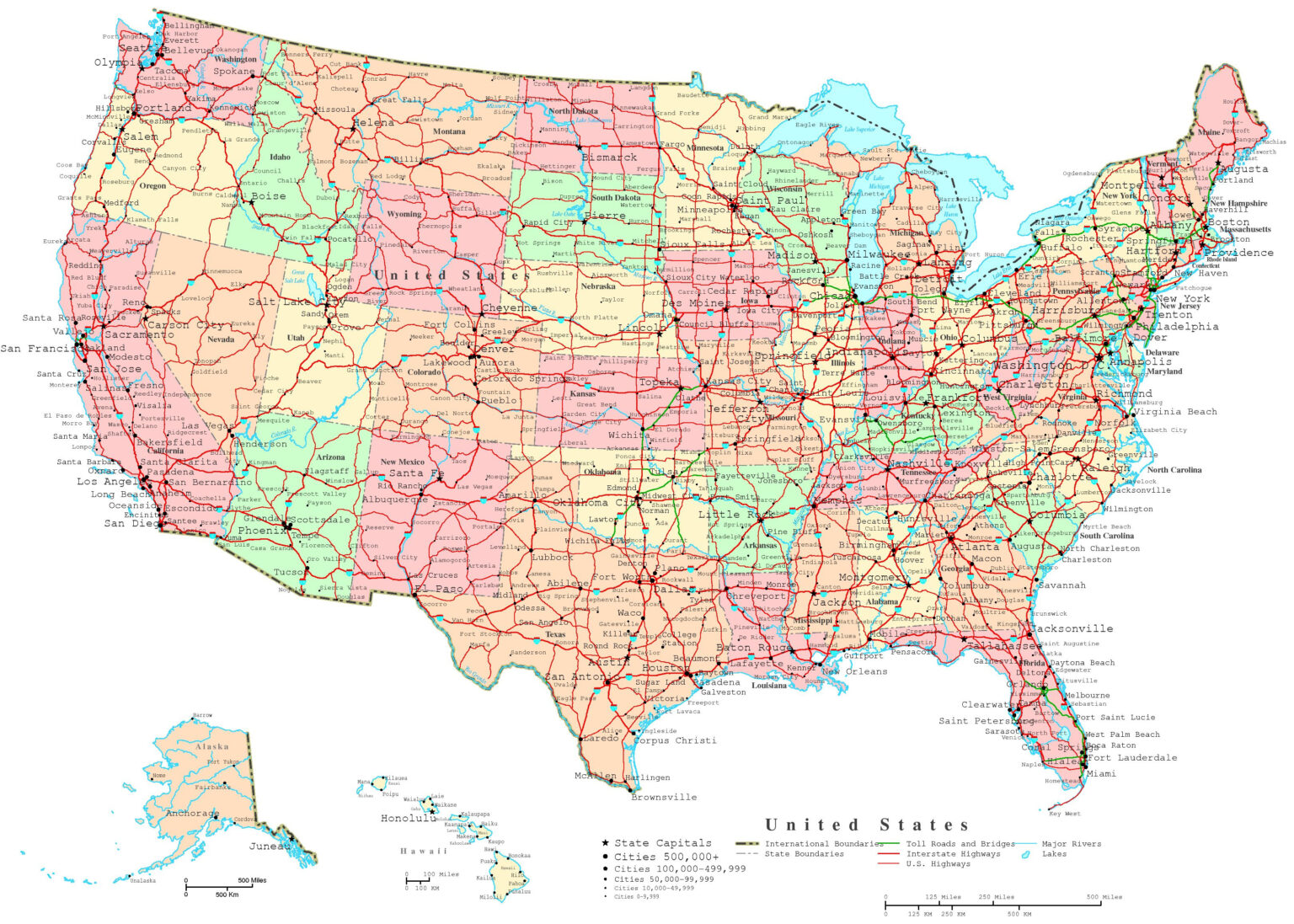 Free Printable Labeled Map Of The United States | Adams Printable Map