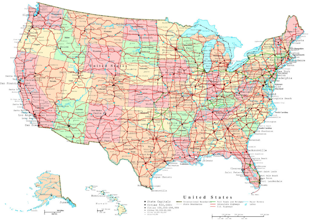 Free Printable USA Map With Cities | Adams Printable Map