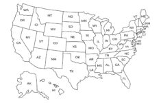 Us Map Bild Der Vereinigten Staaten Schwarzweiß-Nordamerika for Black and White United States Map Printable