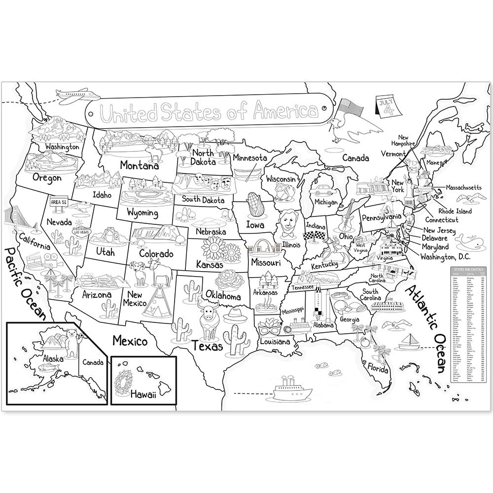 Us Map Coloring Poster (35X52&amp;quot;) Giant Coloring Posters with Printable United States Map Coloring Page