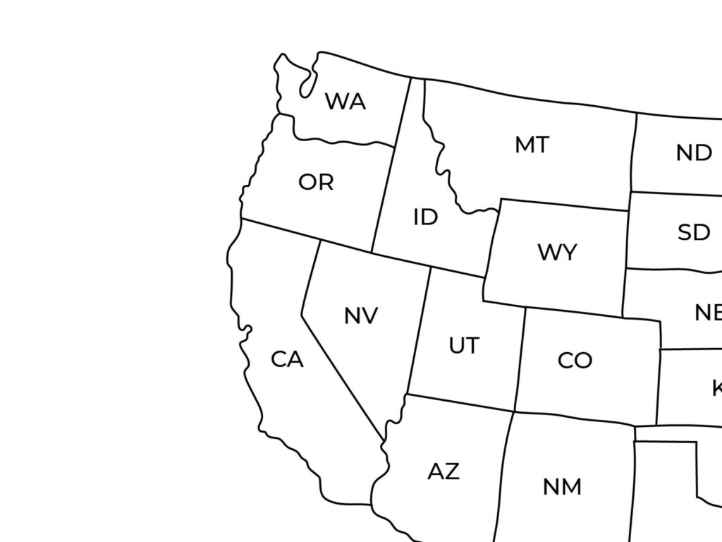 US Map With State Names Printable | Adams Printable Map