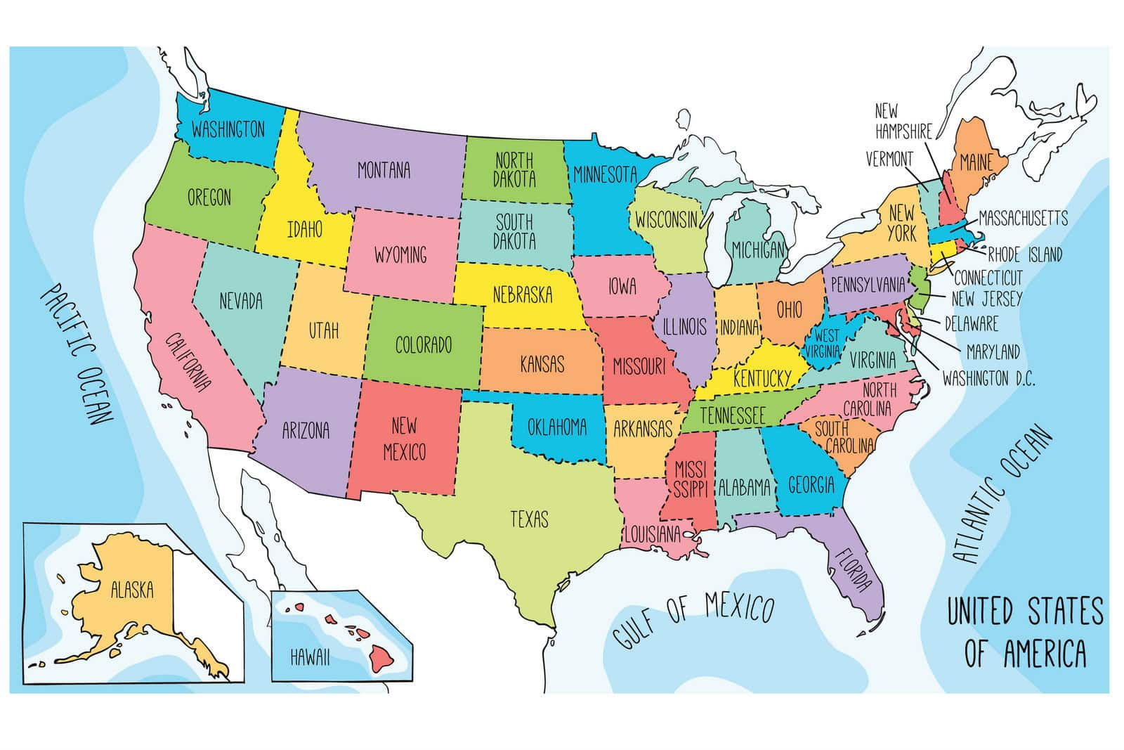 Us Maps To Print And Color - Includes State Names, At with regard to Printable Map of USA and Mexico