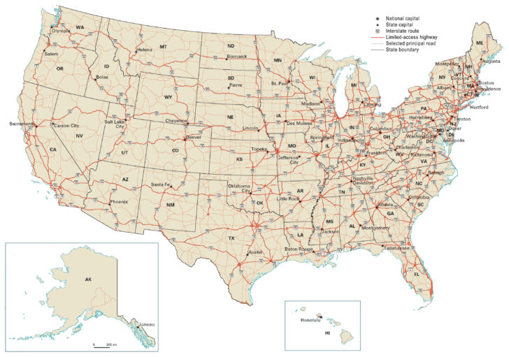 Road Map of United States Printable
