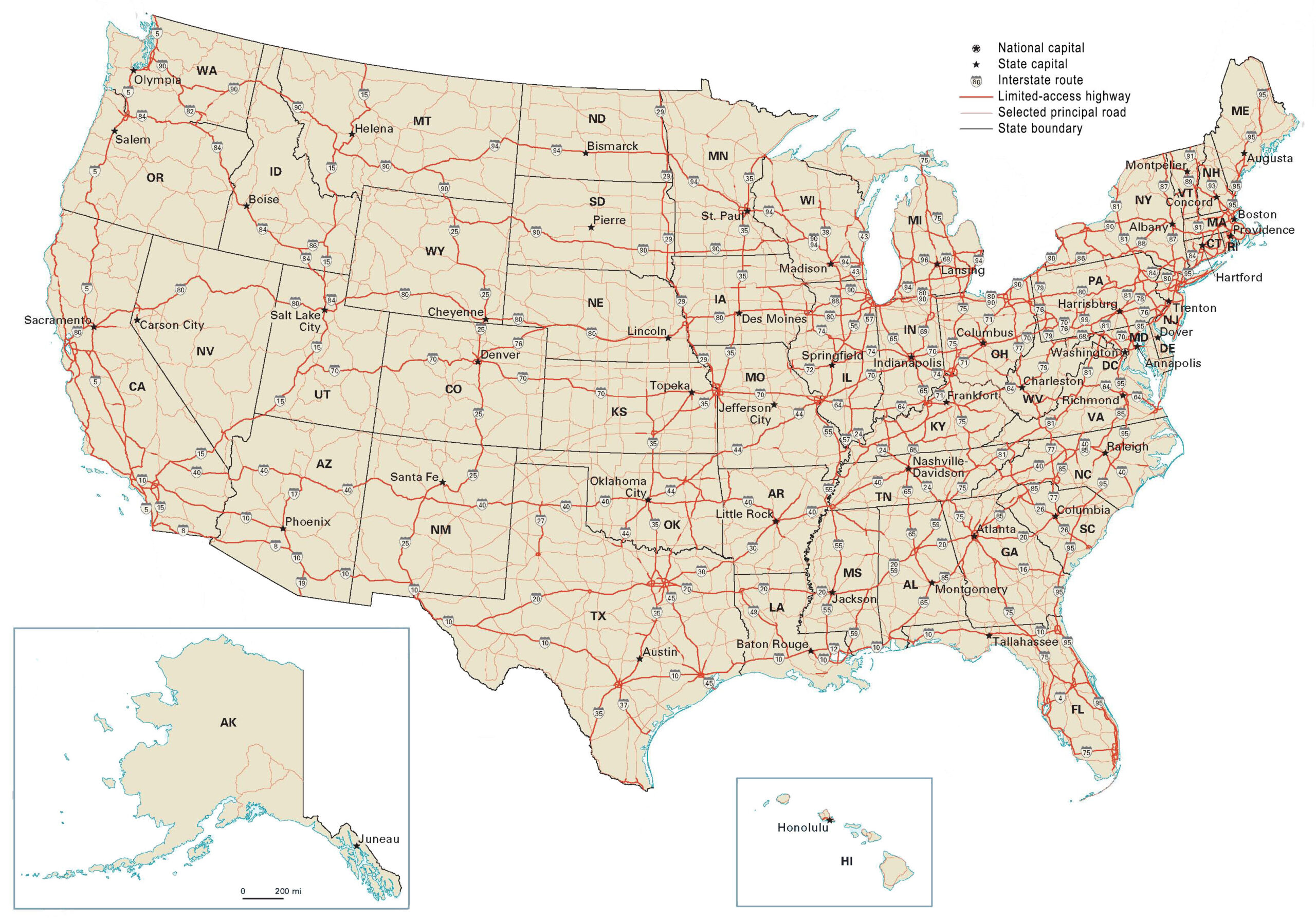 Us Road Map: Interstate Highways In The United States - Gis for Road Map Of United States Printable