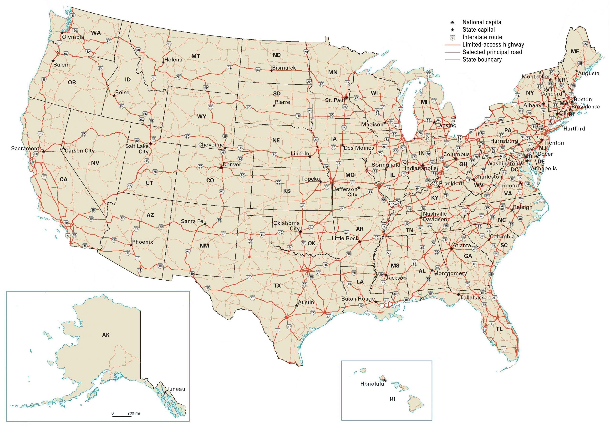 Us Road Map: Interstate Highways In The United States - Gis Geography in High Resolution Printable US Road Map