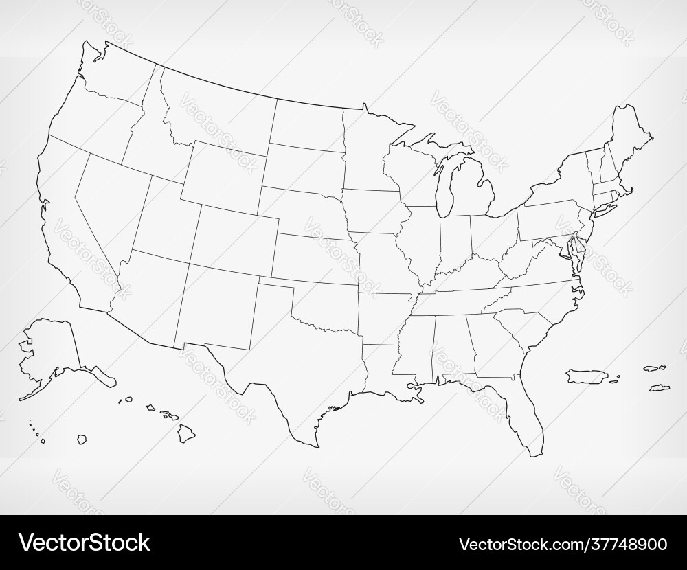 Usa Blank Map Outline Lizenzfreies Vektorbild with Blank Printable Map of United States