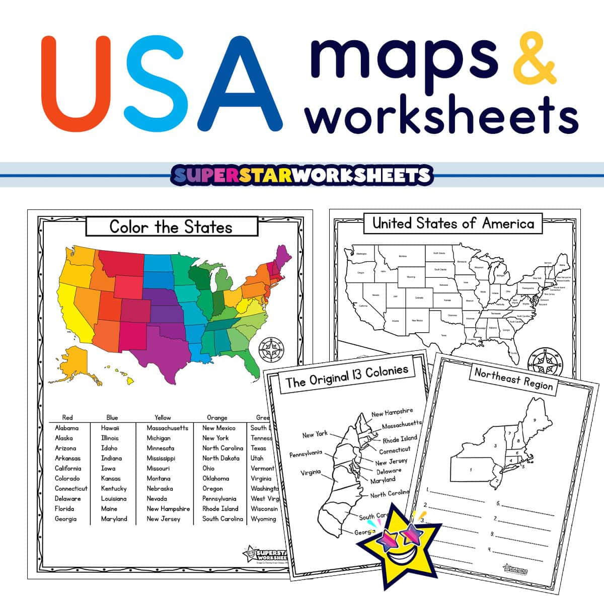 Usa Map Worksheets - Superstar Worksheets intended for 5 Regions of the United States Printable Map
