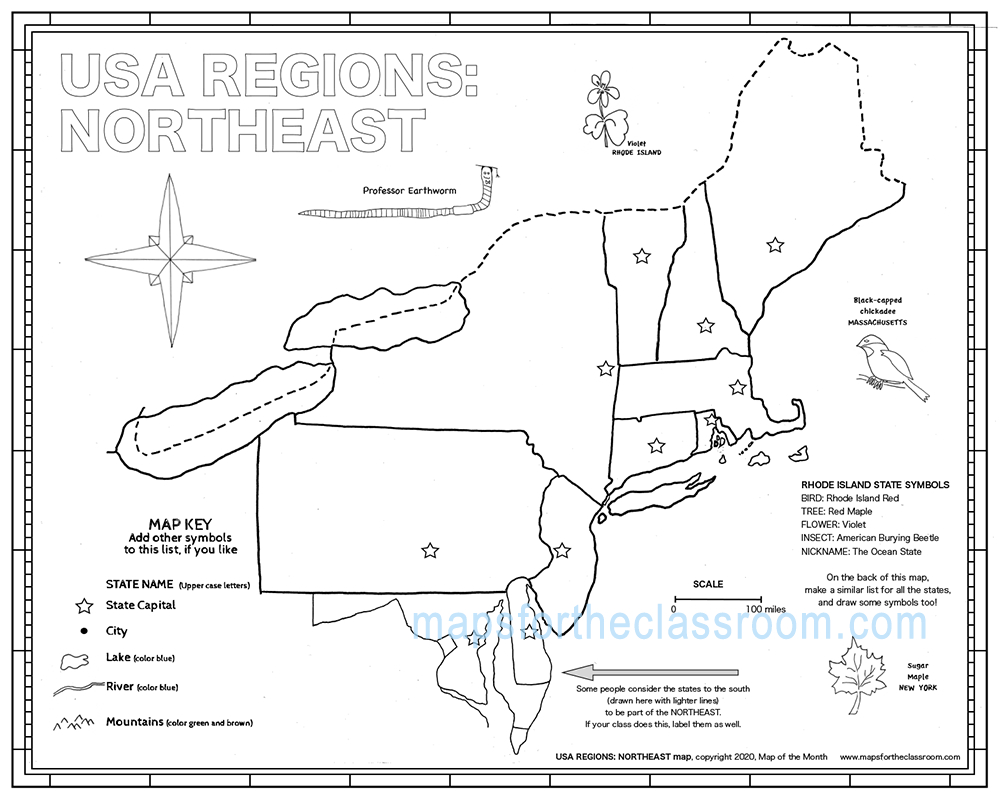 Usa Regions – Northeast for Free Printable Northeast States And Capitals Map