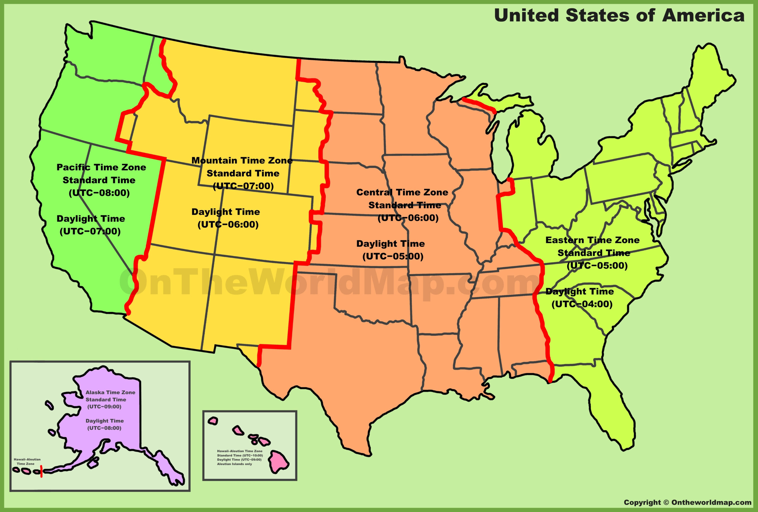 Usa Time Zone Map - Ontheworldmap regarding Printable Map of United States Time Zones