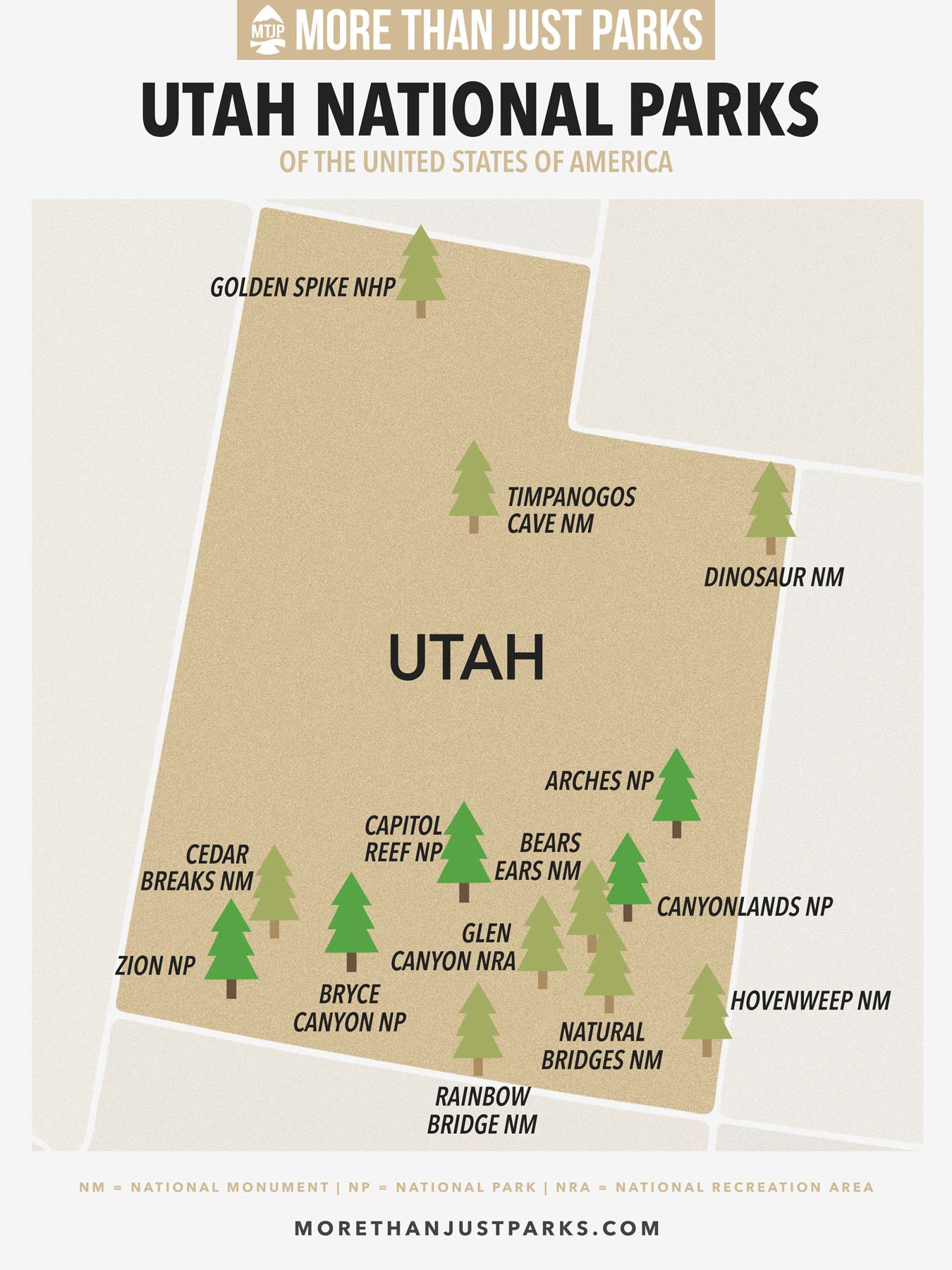 Utah National Parks (The Mighty 5) throughout Printable Map Of Utah National Parks