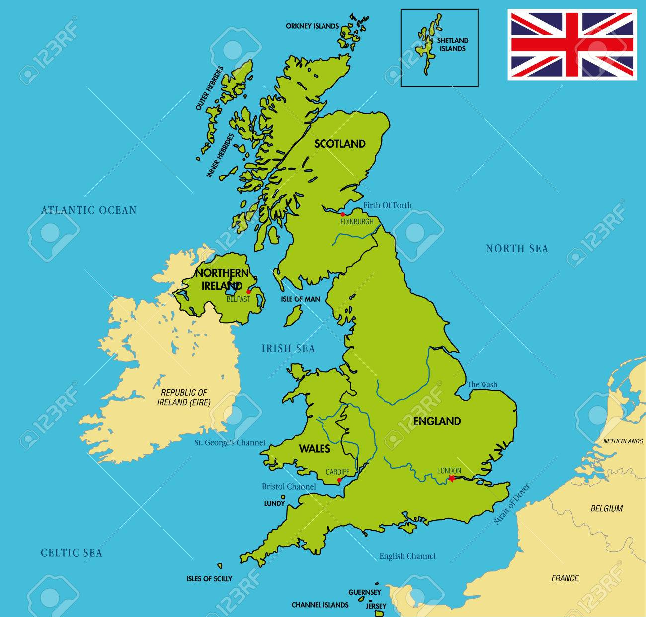 Vector Highly Detailed Political Map Of The United Kingdom Of inside Map of Northern Ireland and England