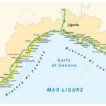 Vector Map Of Cities On The Italian Riviera, Ligurian Riviera Inside Map Of Italian Riviera Italy