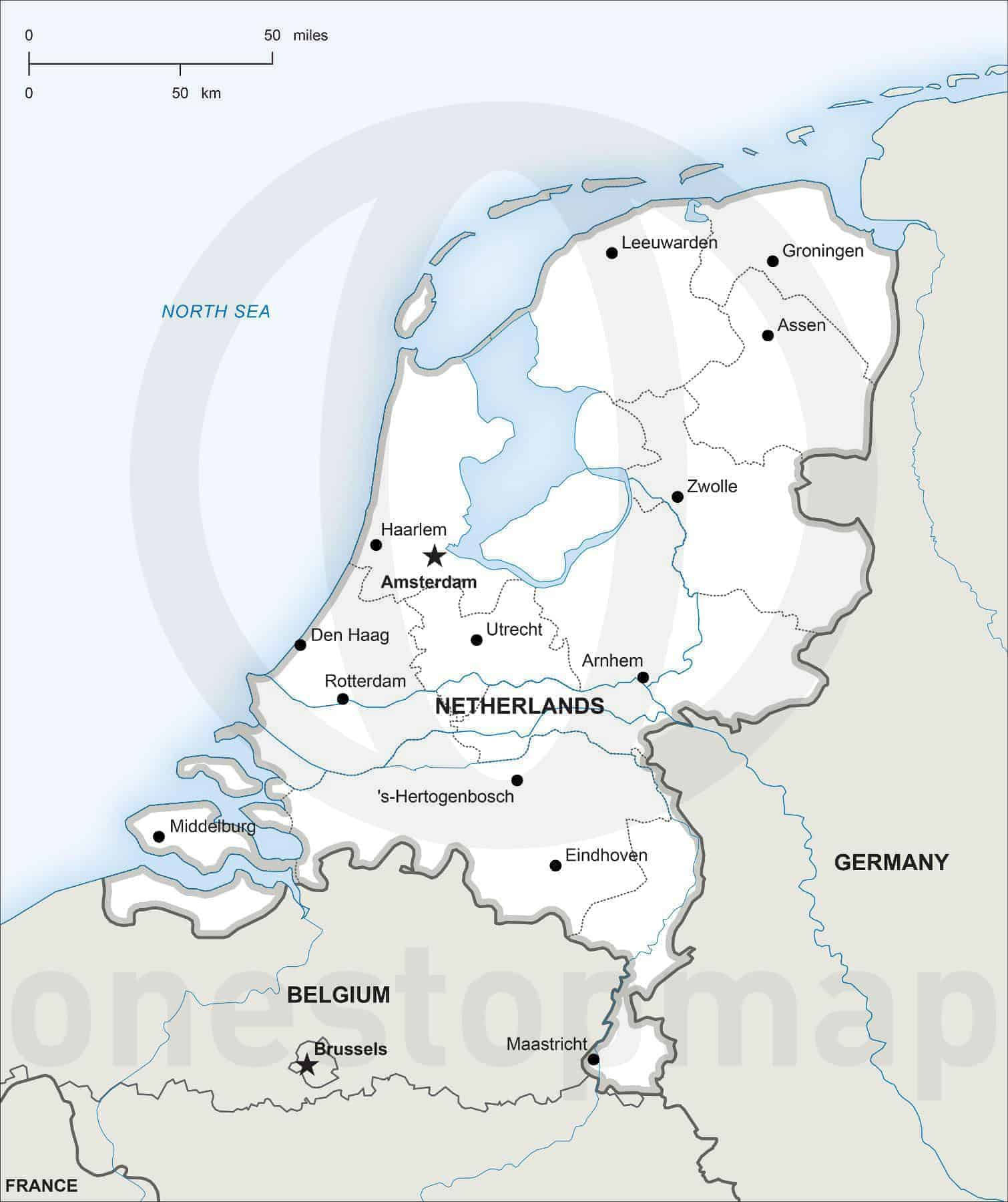 Vector Map Of Netherlands Political | One Stop Map intended for Free Printable Map of the Netherlands