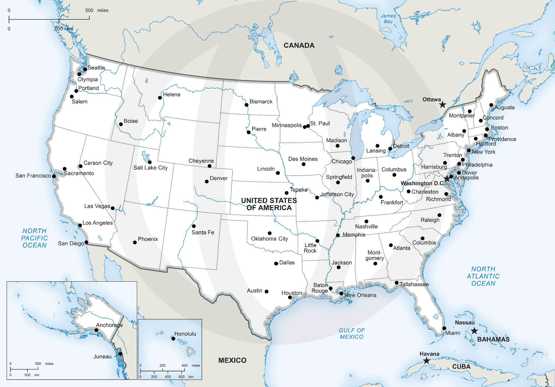 Vector Map Of United States Of America | One Stop Map within Printable USA Map with Major Cities