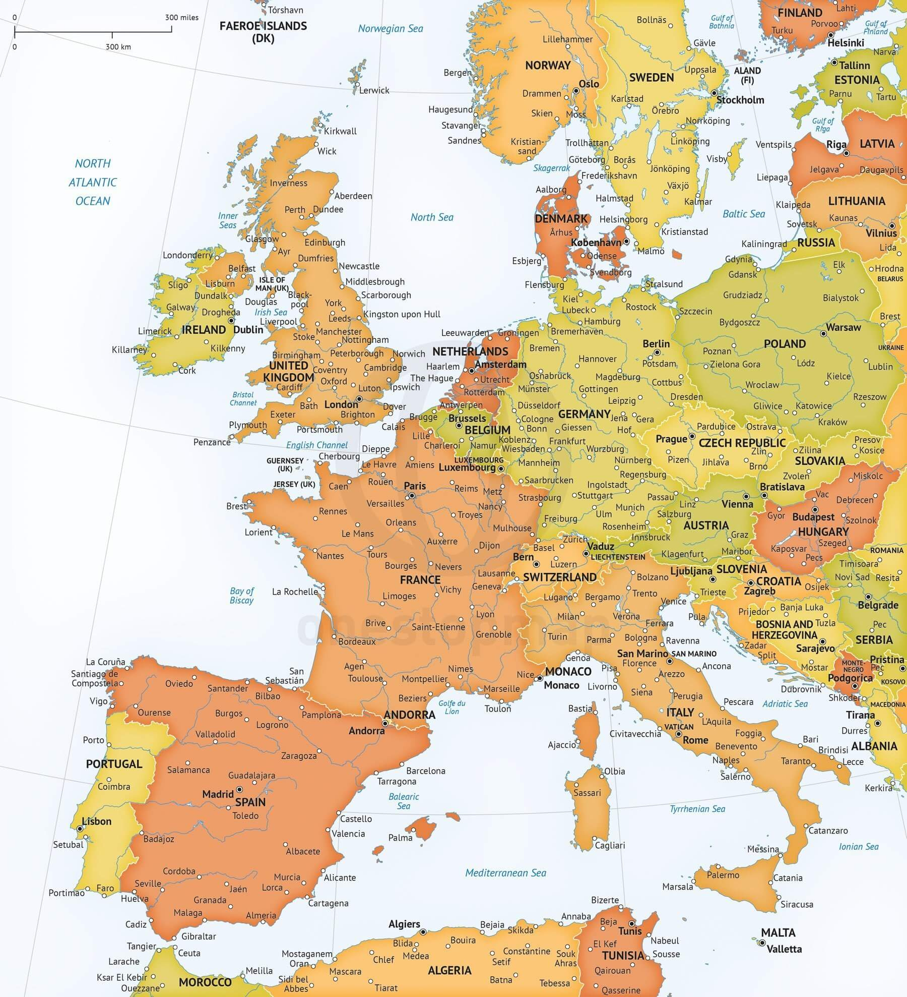 Vector Map Of Western Europe Political | One Stop Map pertaining to Free Printable Map Of Western Europe