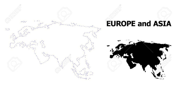 Black and White Map of Europe and Asia Black and White Map of Europe and Asia