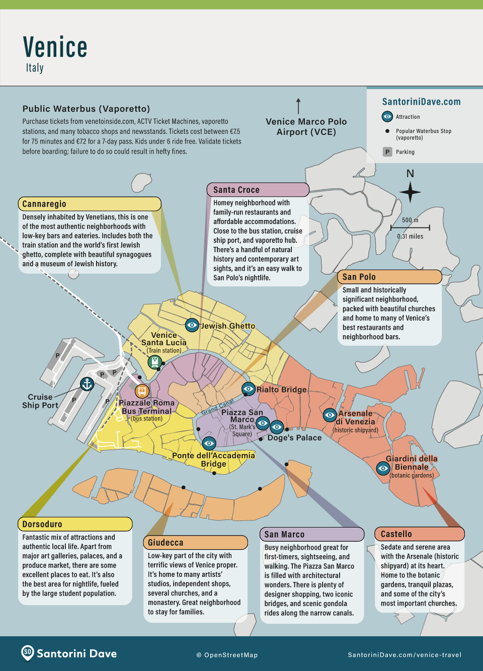 Venice Hotel Map inside Map of Hotels In Venice Italy
