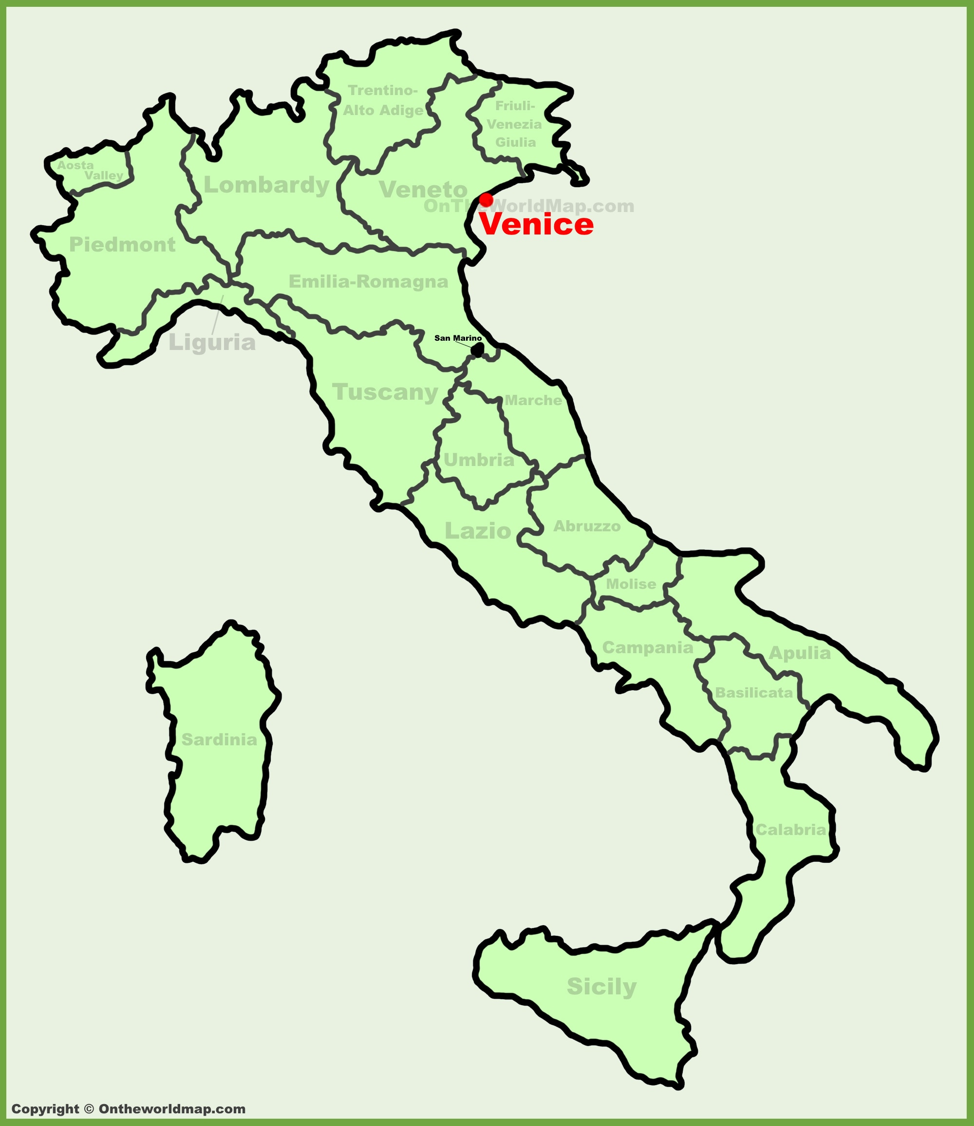 Venice Location On The Italy Map - Ontheworldmap throughout Map Of Italy With Venice