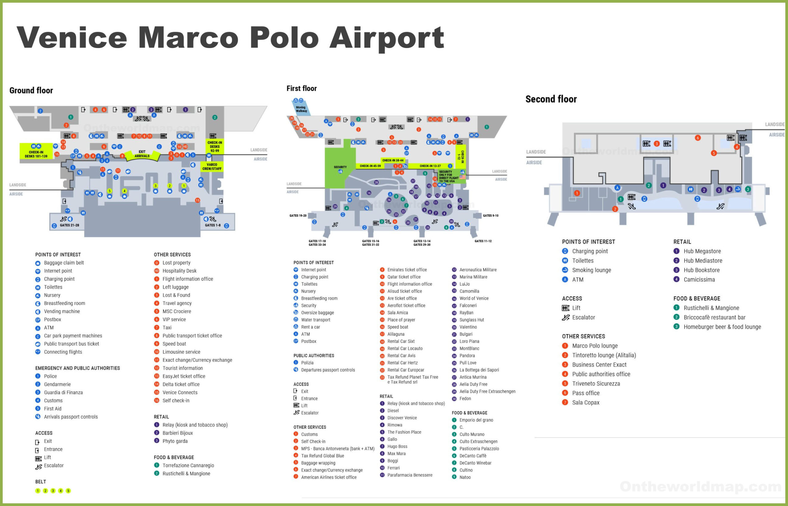 Venice Marco Polo Airport Map - Ontheworldmap in Map of Marco Polo Airport Venice Italy