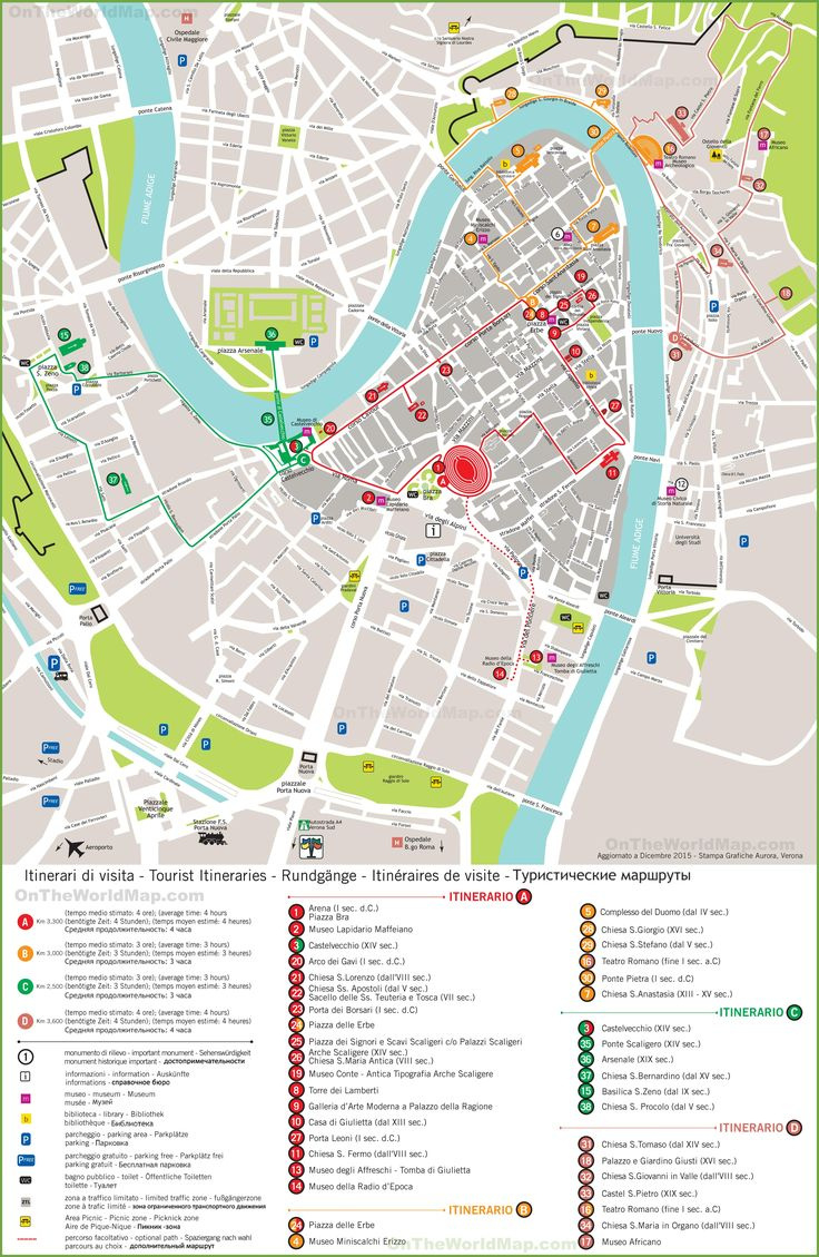 Verona Tourist Attractions Map regarding City Map Of Verona Italy