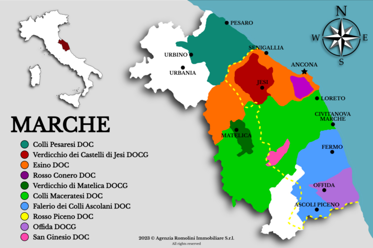 Map of Marche Region of Italy