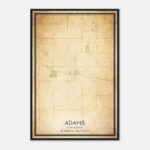 Vintage Adams Minnesota Map Poster, Adams Mn City Road Wall Art Print    Custom Maps & Posters Regarding Adams Printable Maps