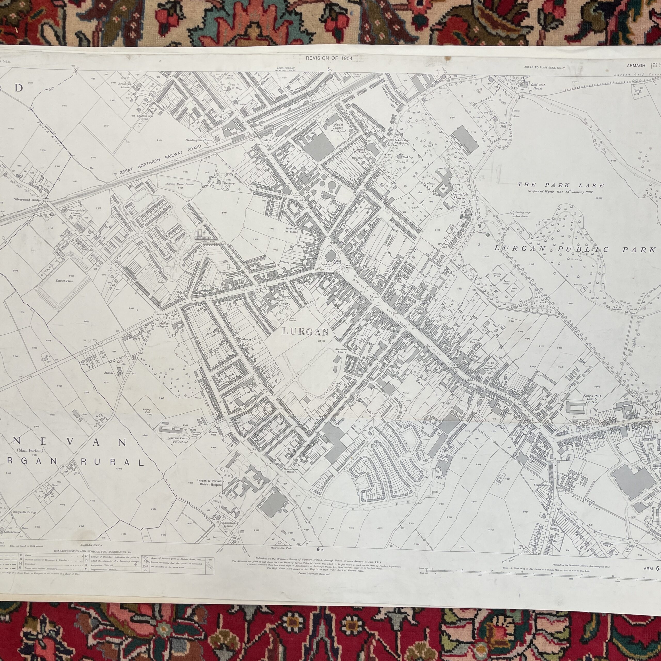 Vintage Ordnance Survey Map Of Lurgan - On The Square Emporium with regard to Map of Lurgan Northern Ireland