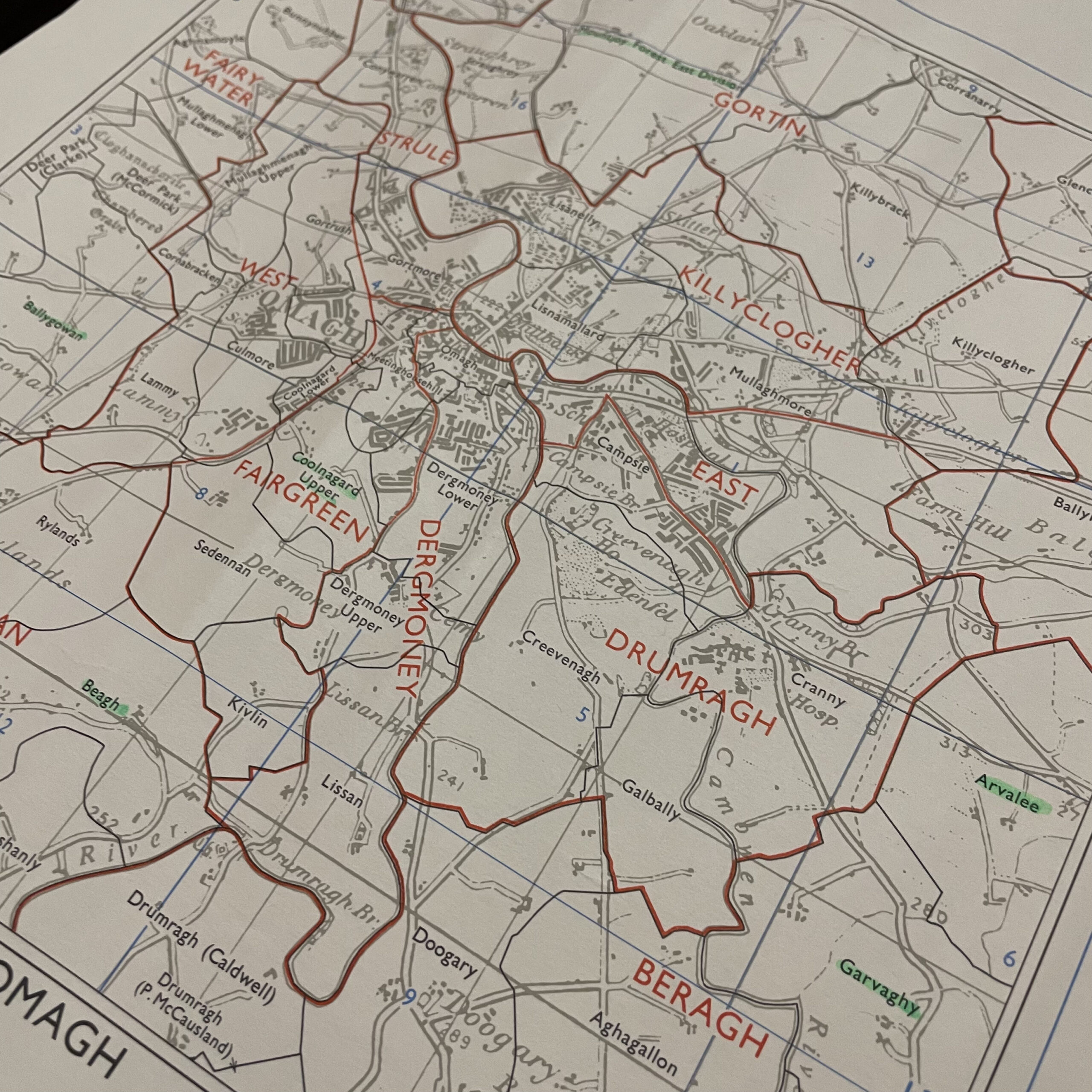 Vintage Townland Ordnance Survey Map Of Omagh - On The Square Emporium regarding Map of Omagh Northern Ireland