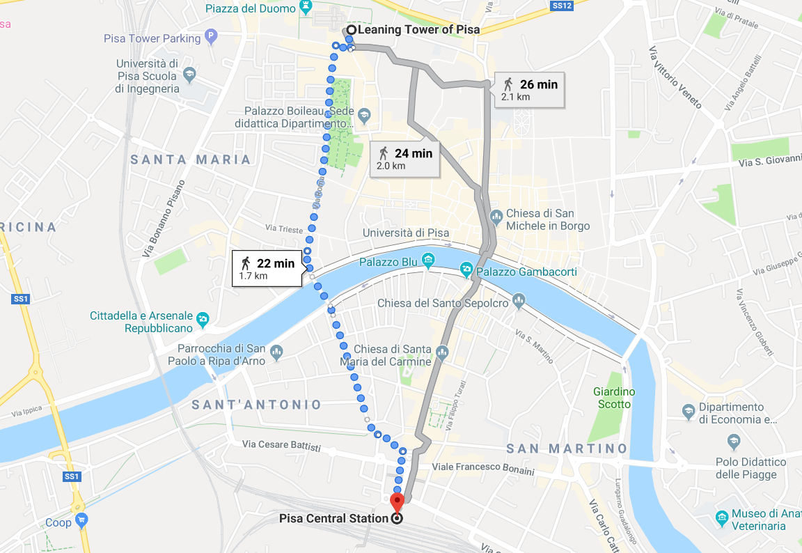 Walking Map Of Pisa Italy - 2Traveldads pertaining to Leaning Tower Of Pisa Italy Map