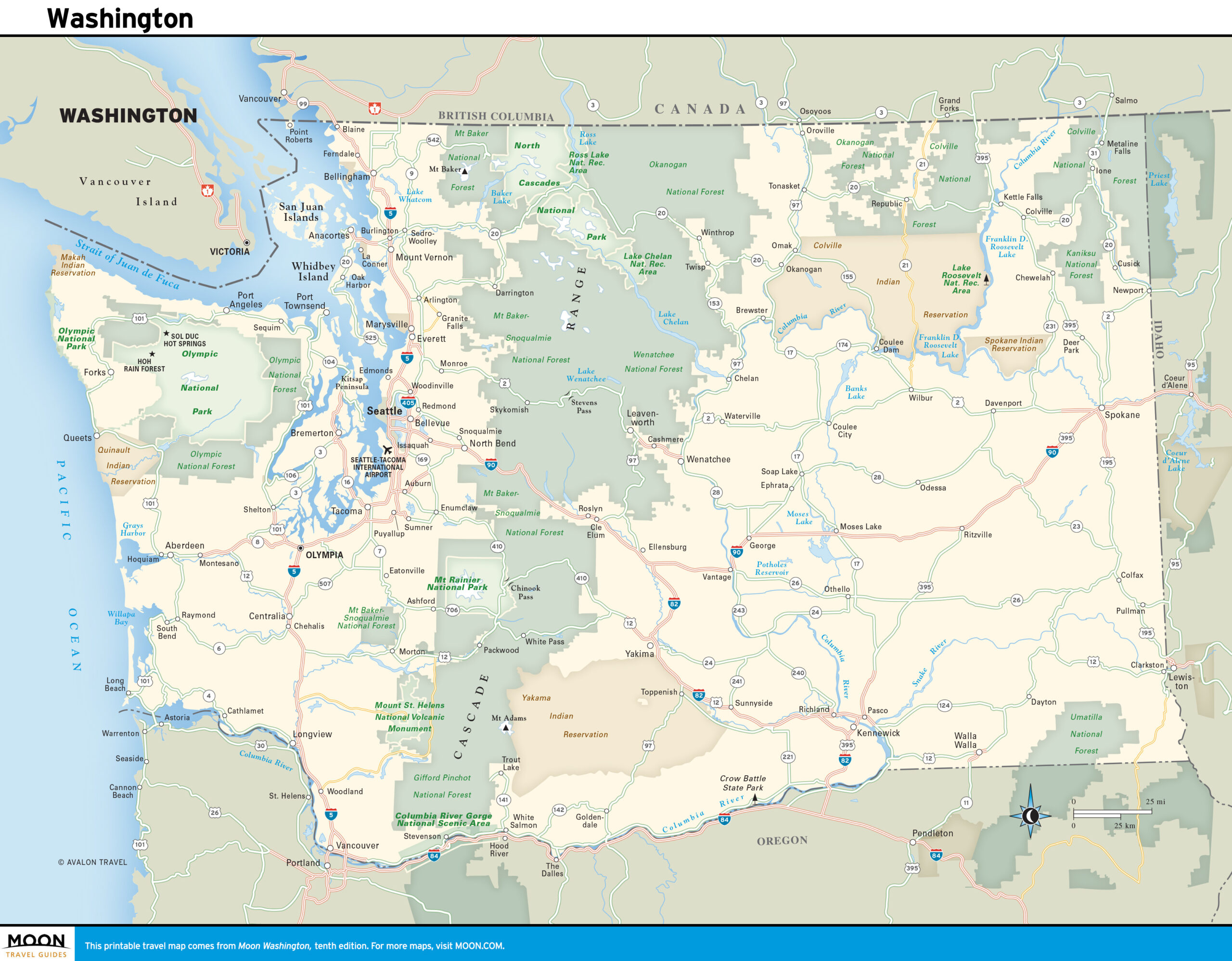 Washington | Moon Travel Guides for Free Printable Map of Washington State